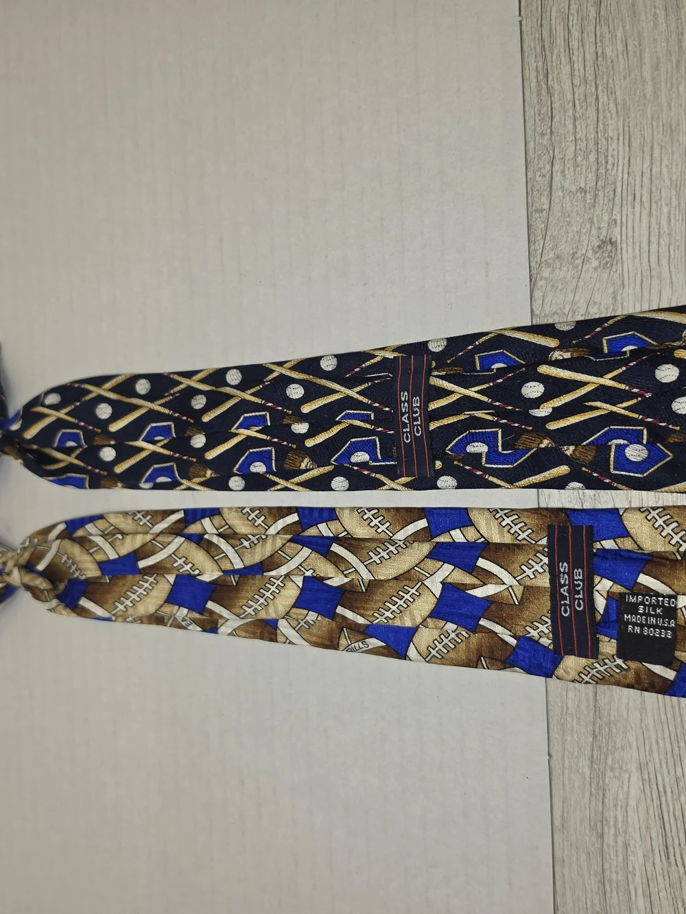 Class Club Clip On Tie Football And Baseball Themed Youth Boys 2 Pack C1